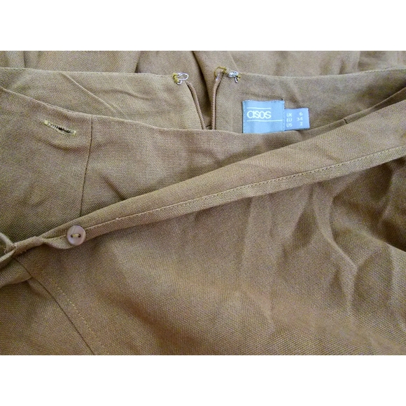 ASOS Tan Faux Wrap Midi Skirt - Picture 5 of 7